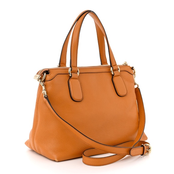 GUCCI Vintage Pebbled Calfskin Soho Two Way Top Handle Bag - Color Curcuma - Picture 3 of 13